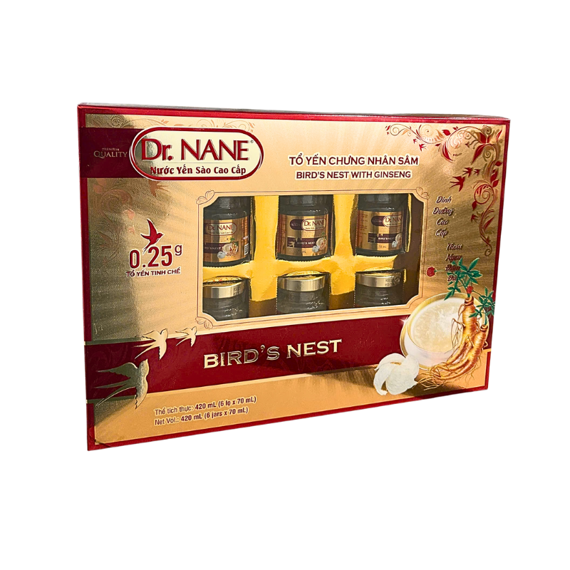 Nước Yến Sào Cao Cấp Dr.Nane Nhân Sâm 0.25gr (Lốc 6 lọ)