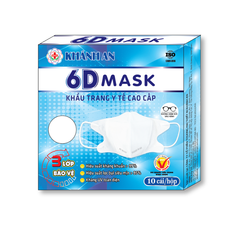 Khẩu trang y tế 6D Mask Xanh Khánh An (H/10c)