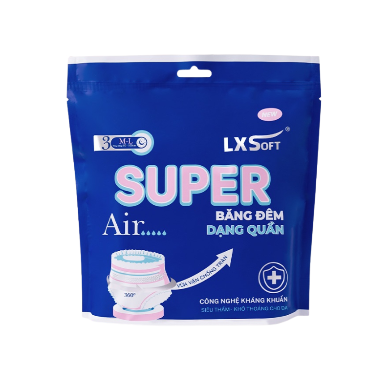 BVS LXSoft Super Air bạc hà băng đêm dạng quần 360mm (Gói 3M)