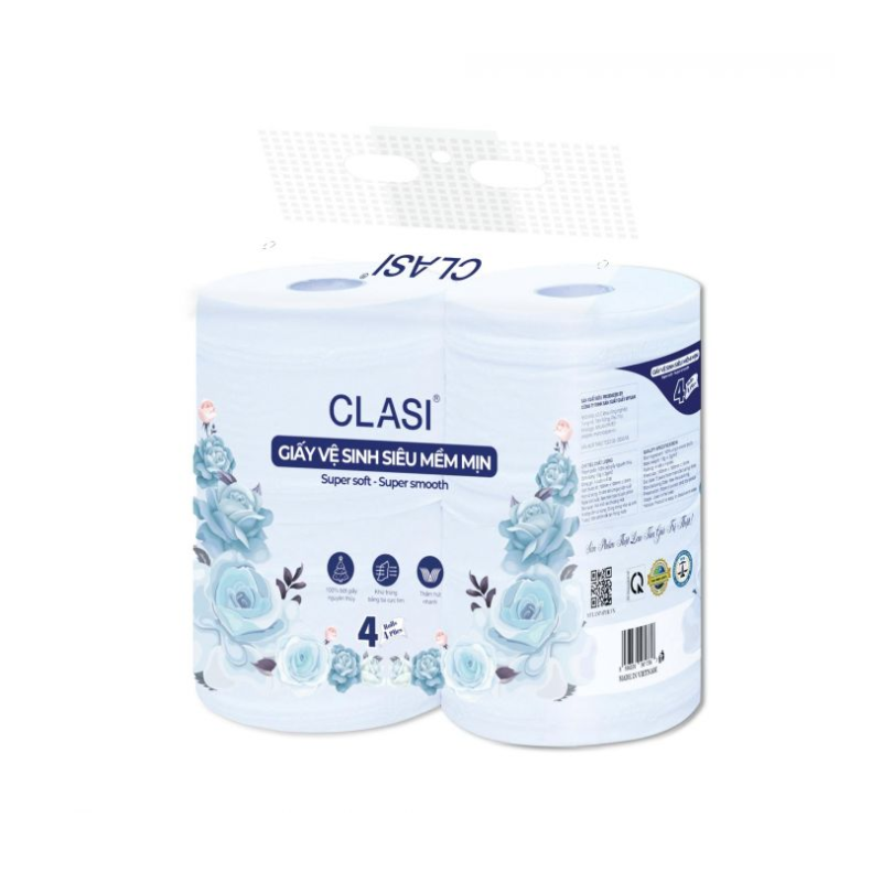 Giấy vệ sinh siêu mềm mịn CLASI 4 lớp 4 cuộn có lõi