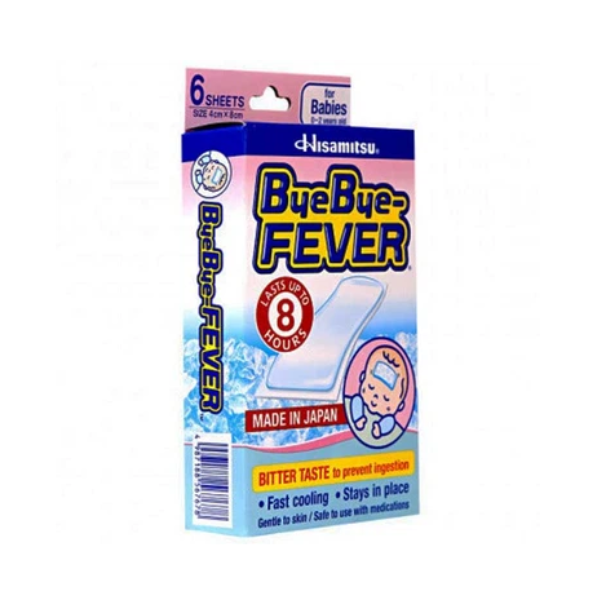 Miếng dán hạ sốt Bye Bye Fever Babies hồng Hisamitsu H/6 miếng