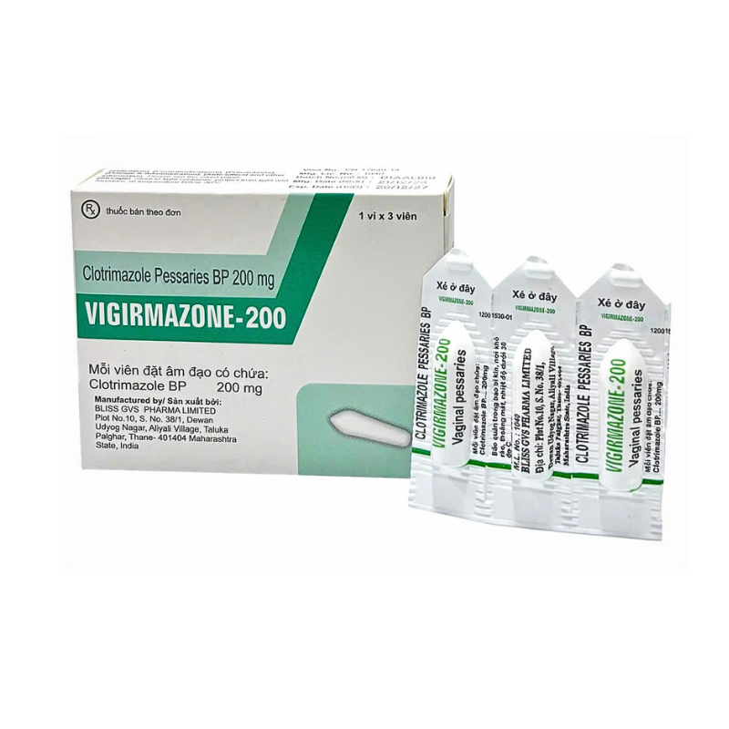 Viên đặt Vigirmazole Clotrimazole 200mg (H/3v)