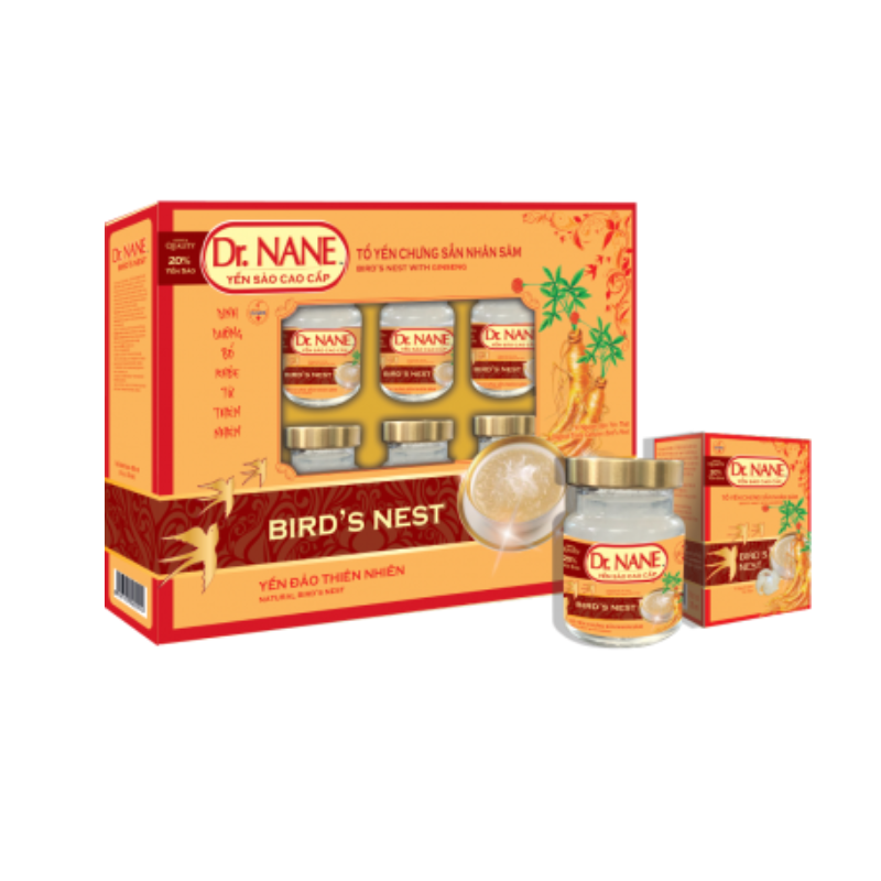 Yến sào Dr.Nane Nhân Sâm 20% (Hộp 6 Lọ )