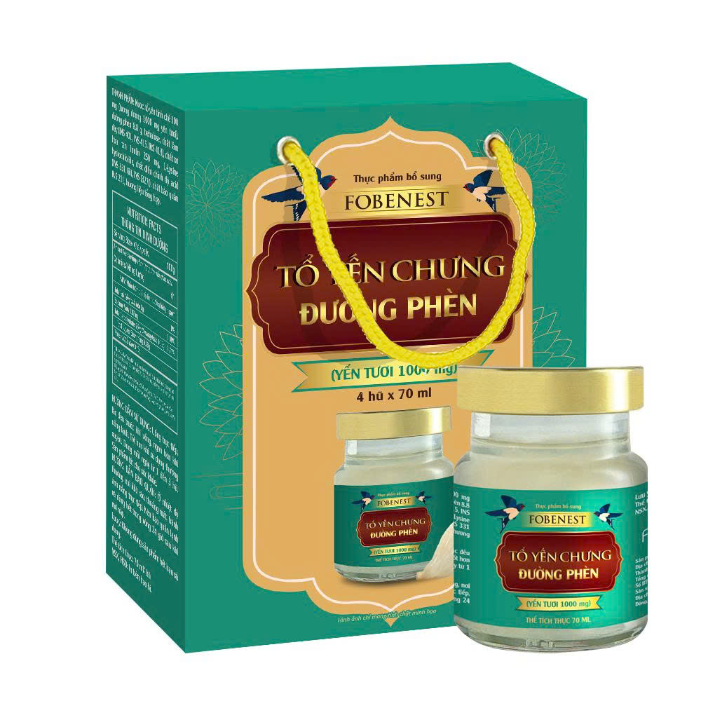 Fobenest Tổ Yến Chưng Đường Phèn (Yến Tươi 1000 mg) (H/4 lọ)