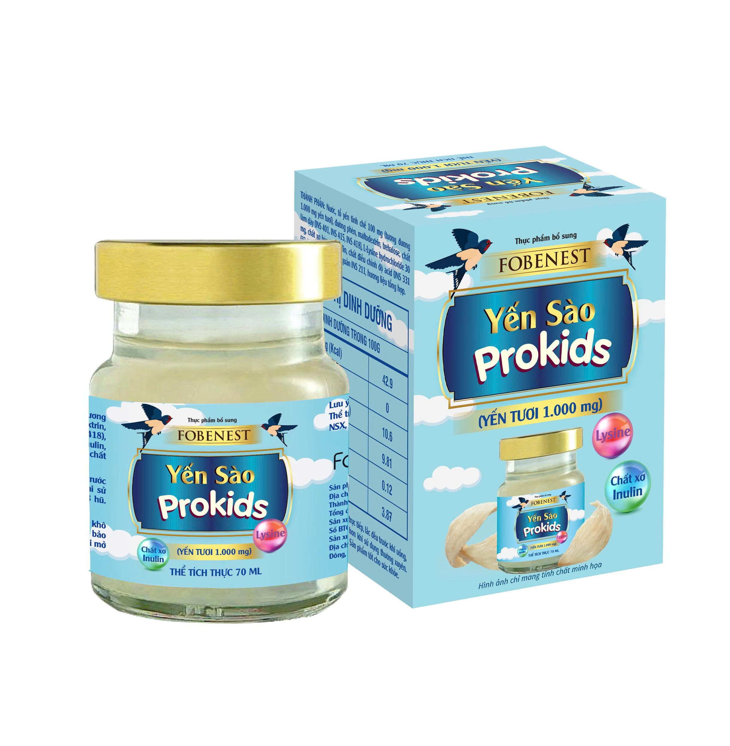 Fobenest Yến Sào Prokids (Yến Tươi 1000mg) (Lọ 70ml)
